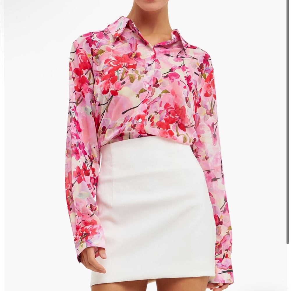 ⭐️ NEW Endless Rose Medium Pink Floral Button Down Shirt Long Sleeve Top